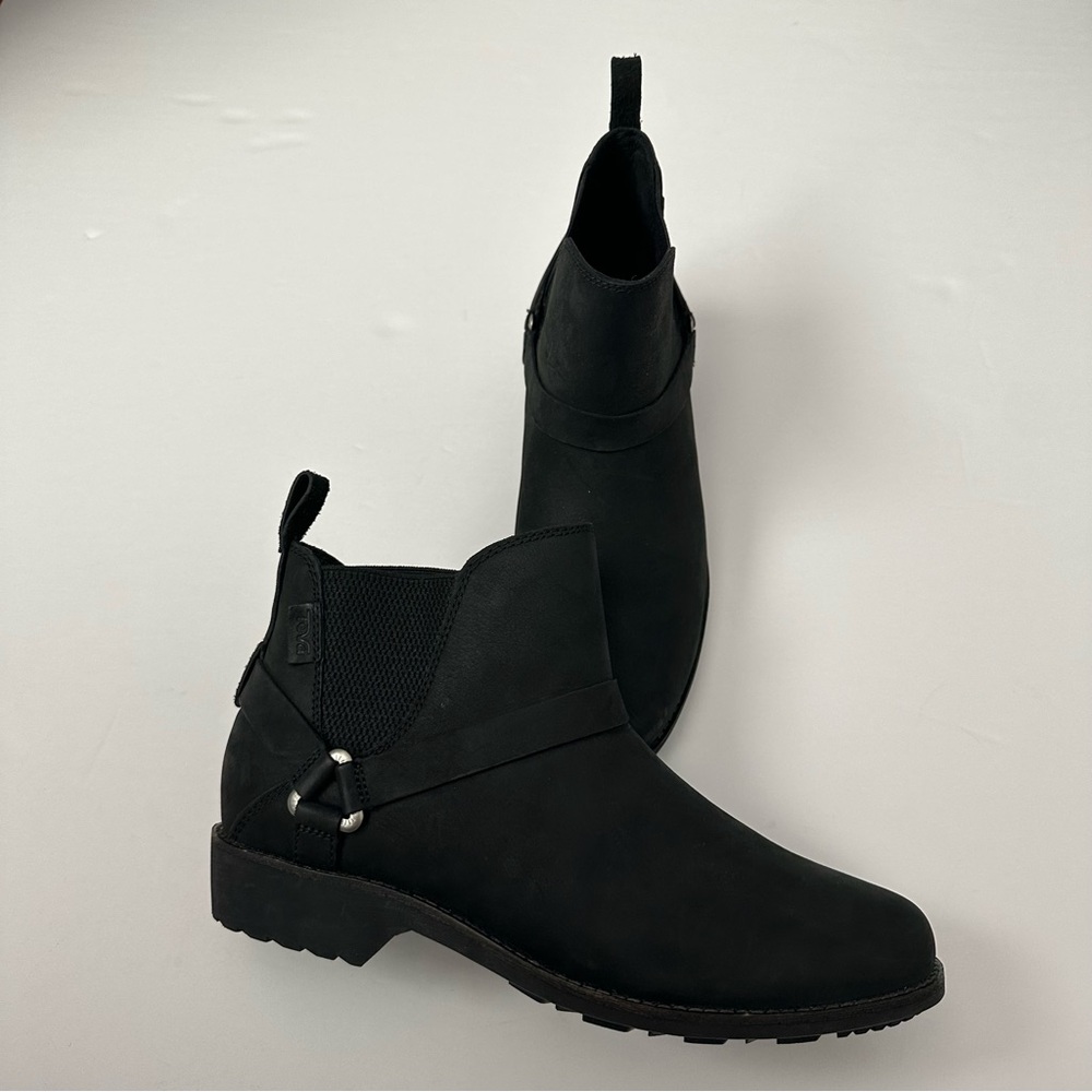 Teva De La Vina Dos Chelsea Ankle Boots Women 8 Black Leather Shoes - Picture 4 of 8